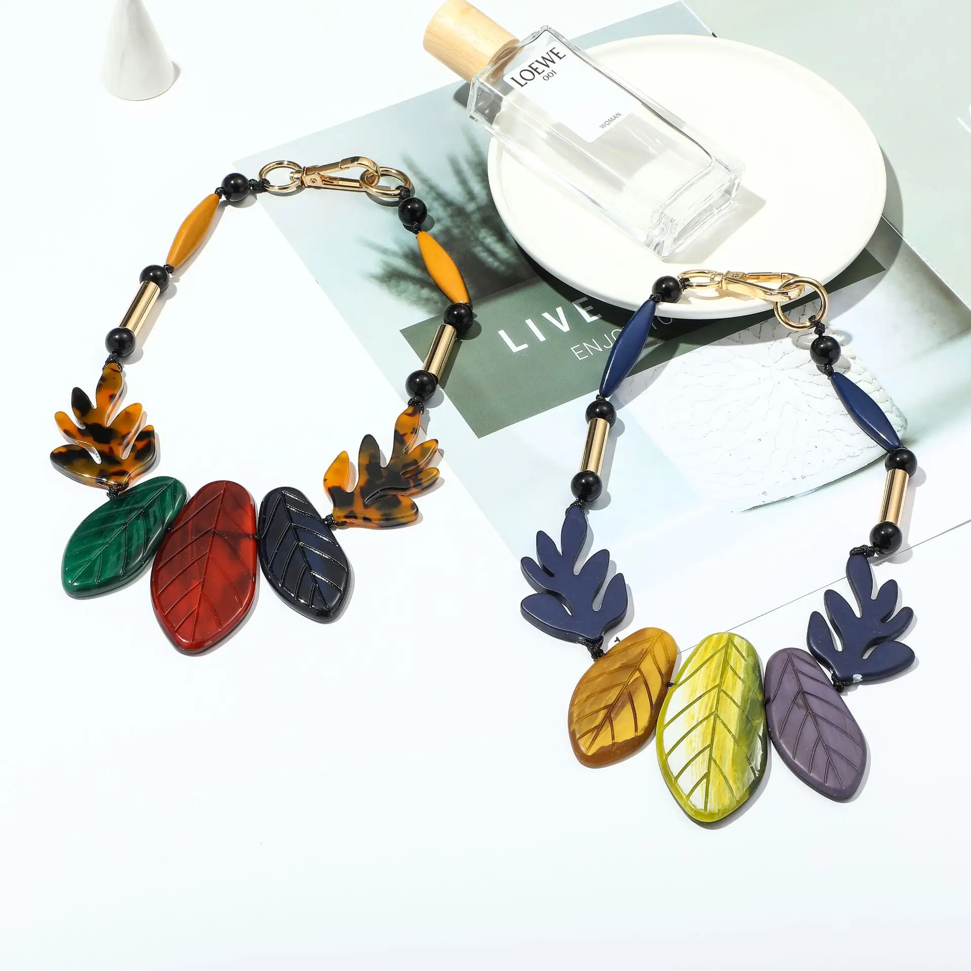 

DIY accessories Ethnic Fengsen retro collarbone chain, acrylic necklace light luxury women's versatile accessories temperament s