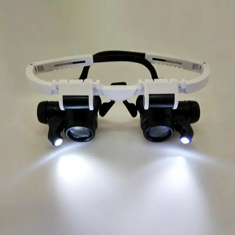 8x 15x 23x Head-mounted Magnifying Glass With Led Lamp Illuminating Microscope Lens For Precision Repair Work Inspections