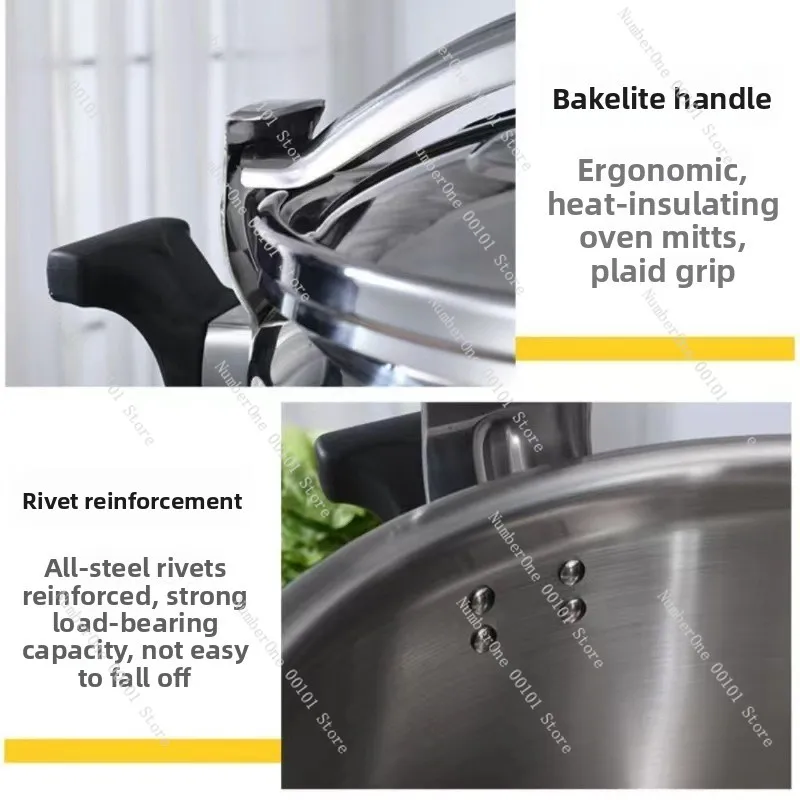 304 Stainless Steel Large Capacity Pressure Cooker | Designed for Hotel Restaurants, Quick Cooking
