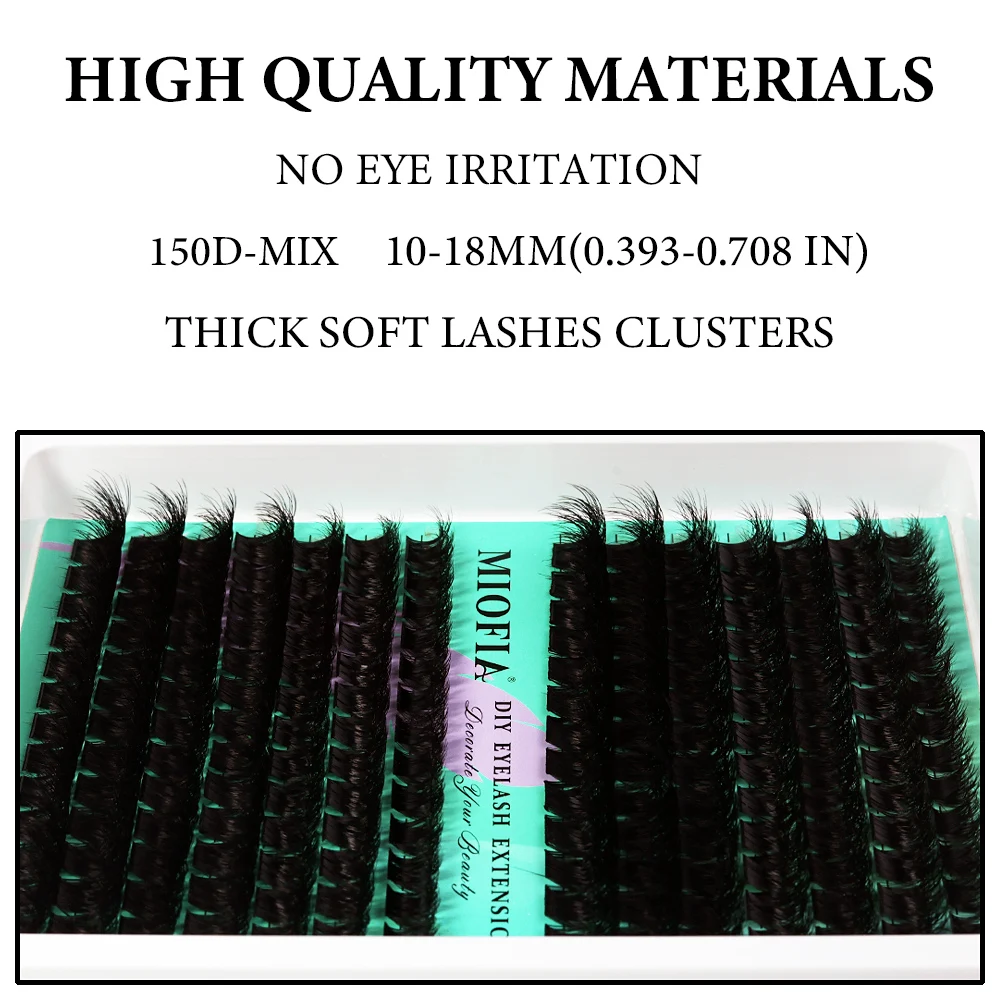 MIOFIA 5D Flauschige Voluminöse Cluster-Wimpern 30D-150D Dicke Wimpernbüschel 10-18mm Gemischte Längen Natürlicher Look DIY Wimpernverlängerungen – Detail 7