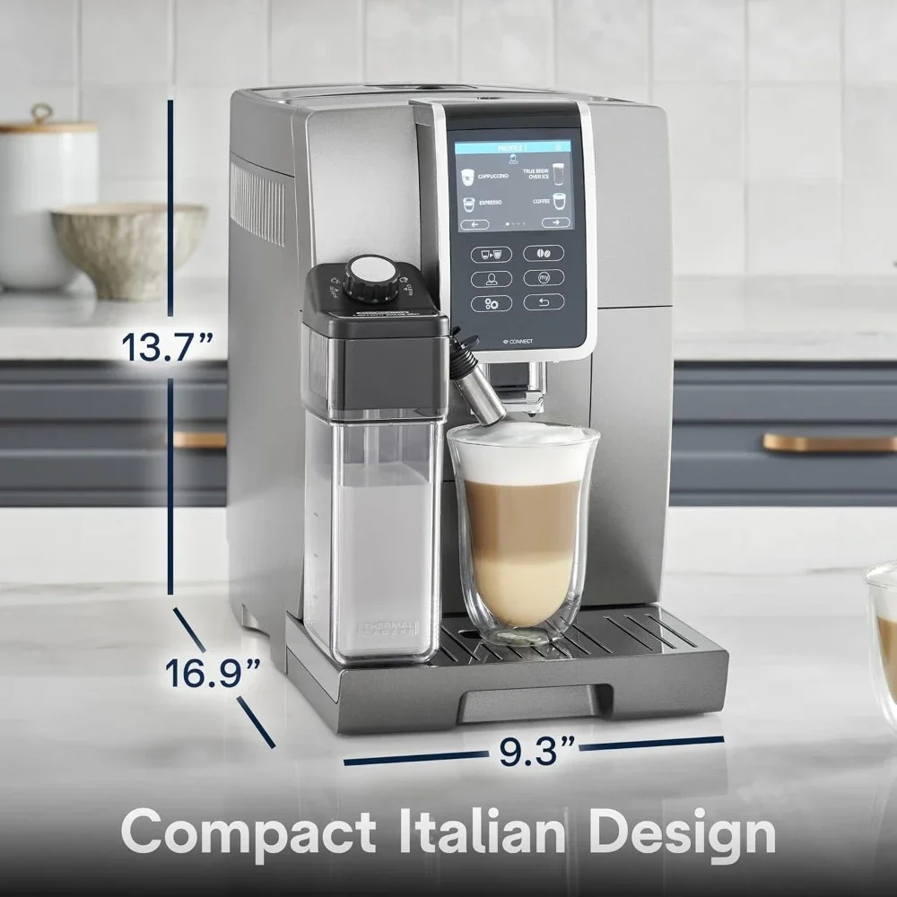 Machine à café et expresso connectée avec mousseur à lait automatique, latte à une touche, écran tactile pour documents, cafetière portable