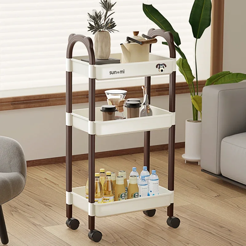 

Versatile Mobile Organizer Cart with Wheels - Multi-Functional Storage Solution for Living Room Sundries