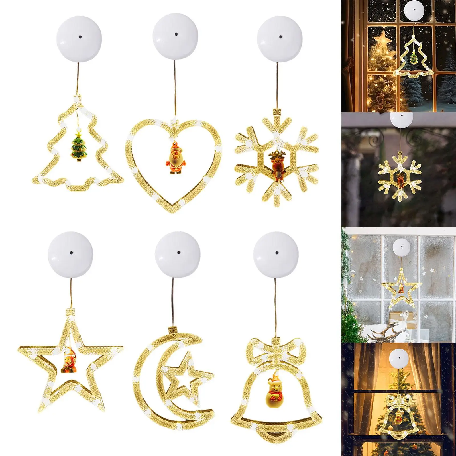 Christmas Window Light Xmas Ornament Lantern Lovely 3 Modes Adjustable
