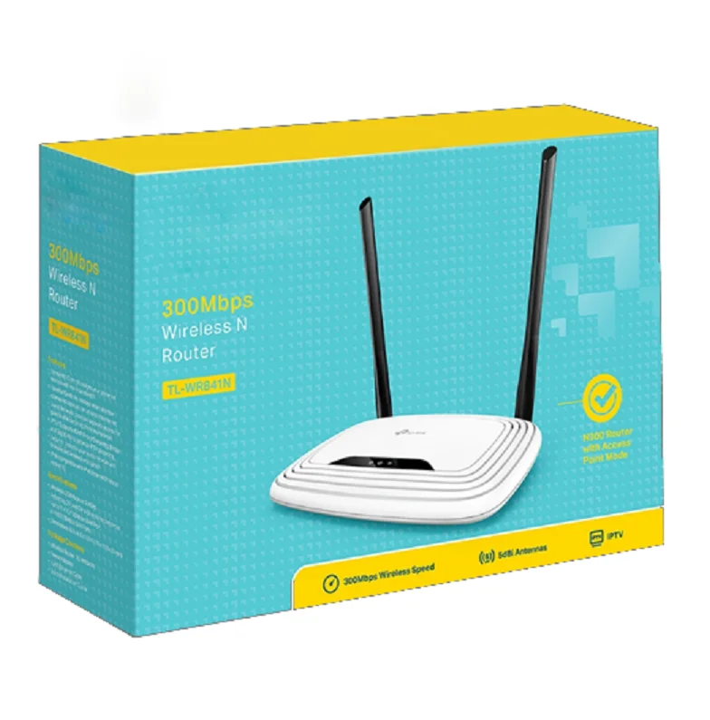 TL-WR841N 300Mbps Wireless Router Long Range Through-the-Wall 4 LAN Ports Easy Setup for Home Small 5G VoIP Firewall
