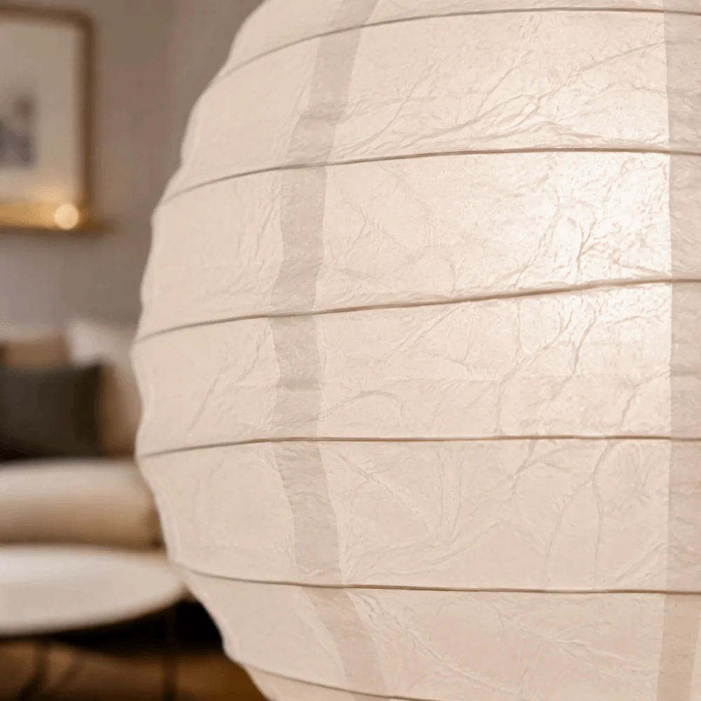 Spherical Paper Lantern Irregular Shape Large Round Pendant Lamp Warm Atmosphere LED Compatible Rice Paper Lamp Kitchen Island