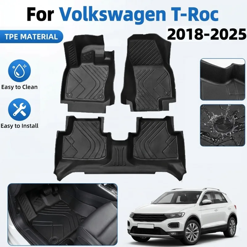 Floor Mat Cargo Liner For Volkswagen T-Roc 2018-2025 TPE Floor Car Accessories Interior
