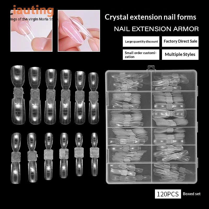 120 زوجًا من قوالب تمديد التابوت المربعة ذات الأطراف المزدوجة للأظافر، أطراف جل منشئ احترافية لصالونات الأظافر #2