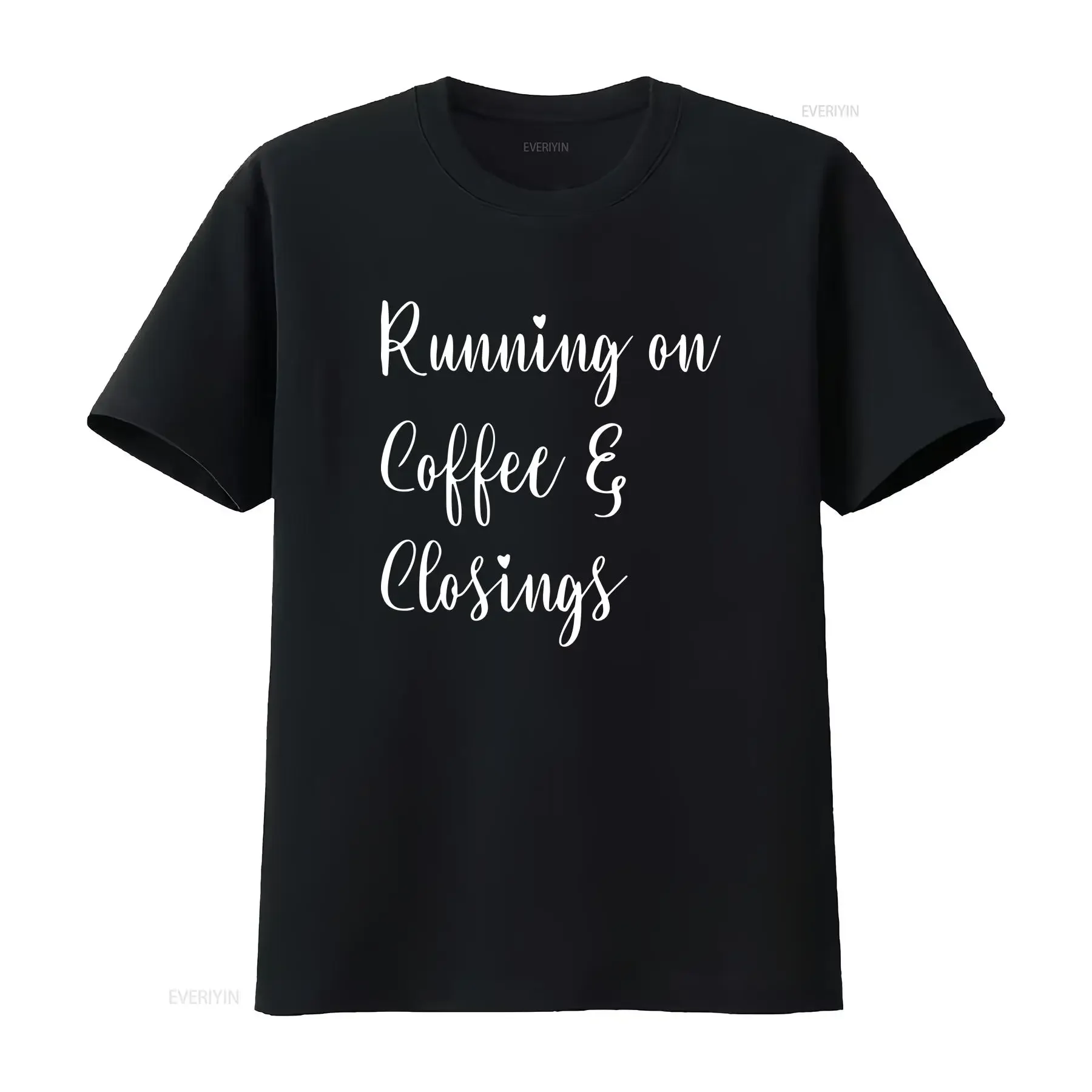 Camiseta Running on Coffee and Closings para agentes inmobiliarios, agentes de bienes raíces, con diseño divertido de cierre o corredor de bienes, 0832 vintage, lavada, transpirable