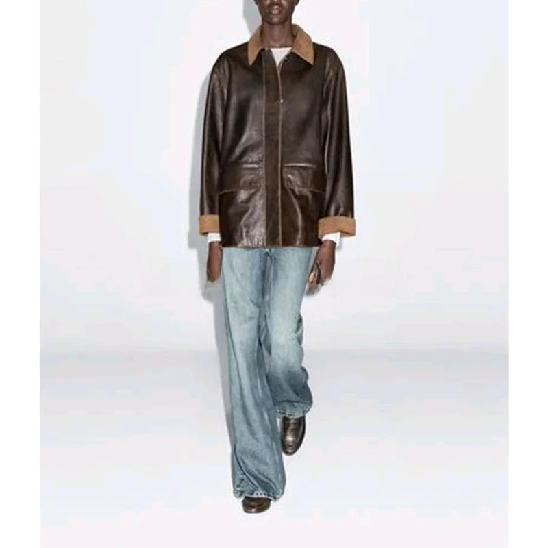 Retro Sle Damen Parka Mantel Kunstleder Cordkragen Barn Sle Oberbekleidung Atmungsaktive Polyesterfaser Langer Sve-Reißverschluss