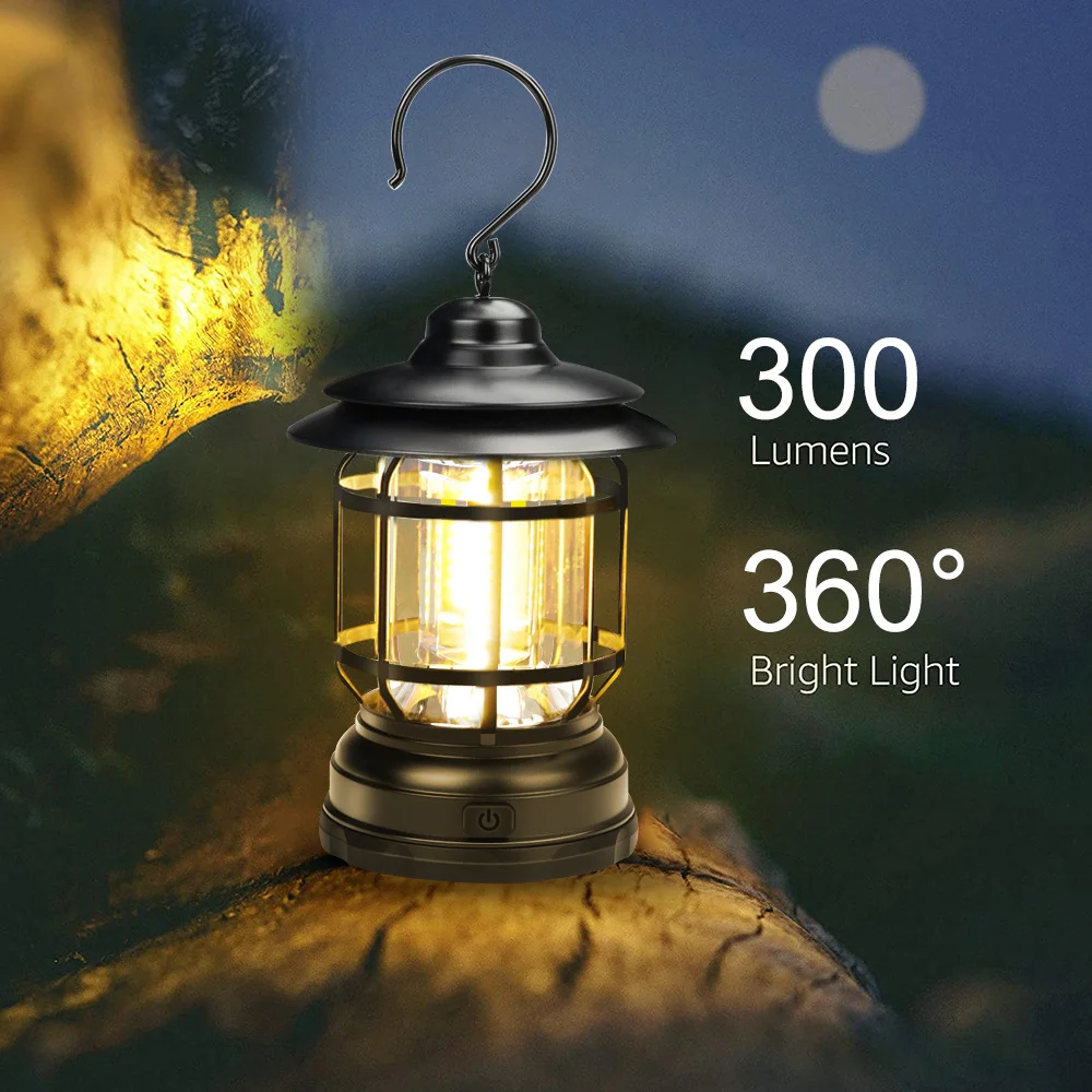 Imagem -03 - Luz de Acampamento ao ar Livre aa Alimentado por Bateria Multifuncional Retro Cob Emergência Portátil 360 ° Iluminação 600 Lumens Lâmpada Cavalo