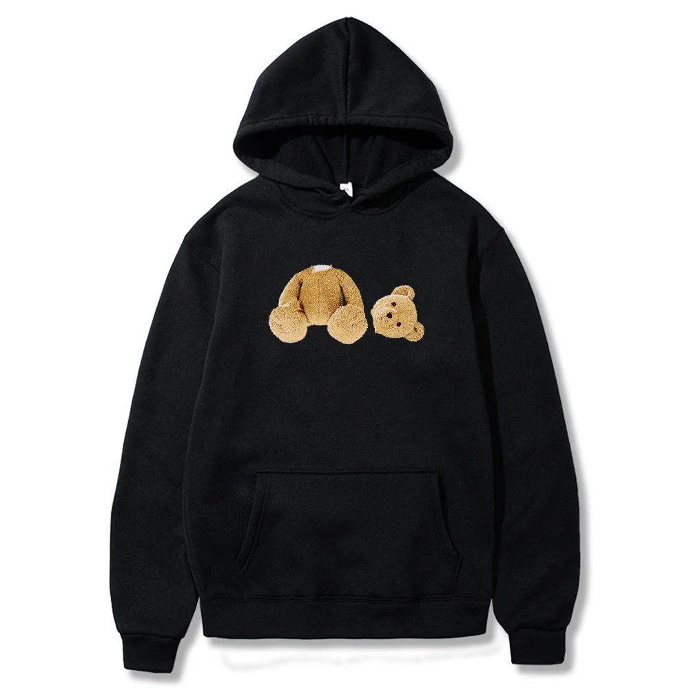Hoodies Fashion Men Women Top Cute Bear Print Long Sleeve Sweatshirt Casual Loose Blouse Harajuku Pullover All-match Streetwear