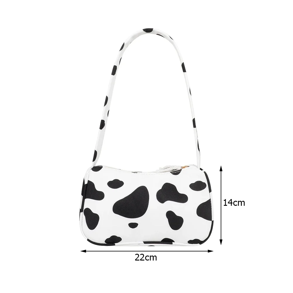 Vintage Women Canvas Butterfly Cow Printing Shoulder Underarm Bag Casual Ladies Handbags Female Travel Simple Top-handle Bags