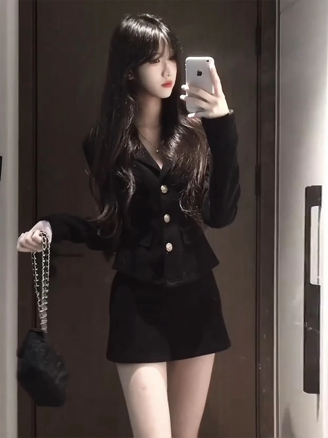

Hebe Style Black Suit Jacket And Skirt Two-Piece Set Women's Fashion Autumn Winter High Waist Button up Slim Fit Commute...