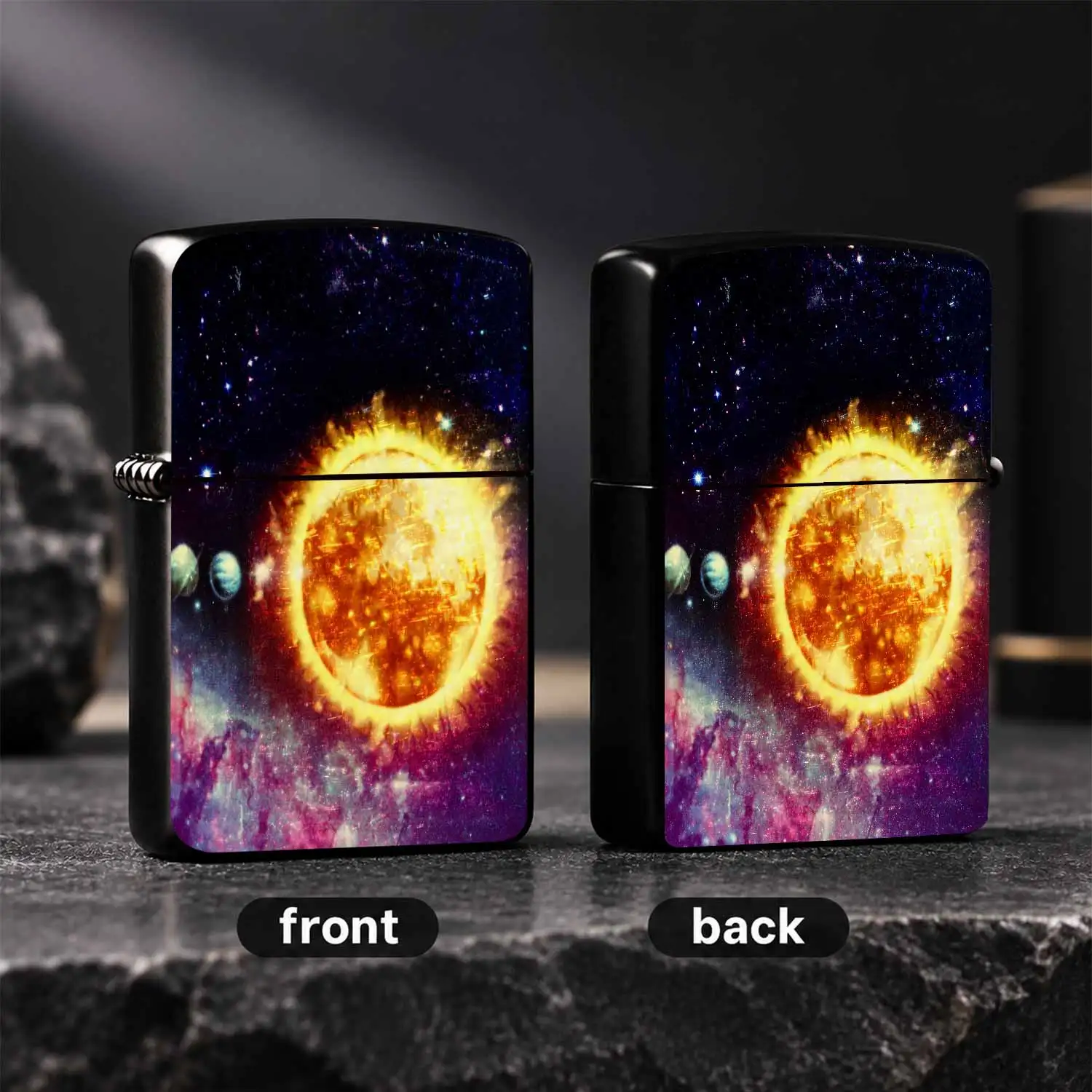Interstellar Sun-Themed Portable Lighter, Stunning Cosmic Nebula Starburst Print Design, Aesthetic Personal Carry Item, Suitable For All Daily Scenarios, Trendy Style Perfect For Gifting Or Personal Use, Unique Sci-Fi A Humorous And Interes
