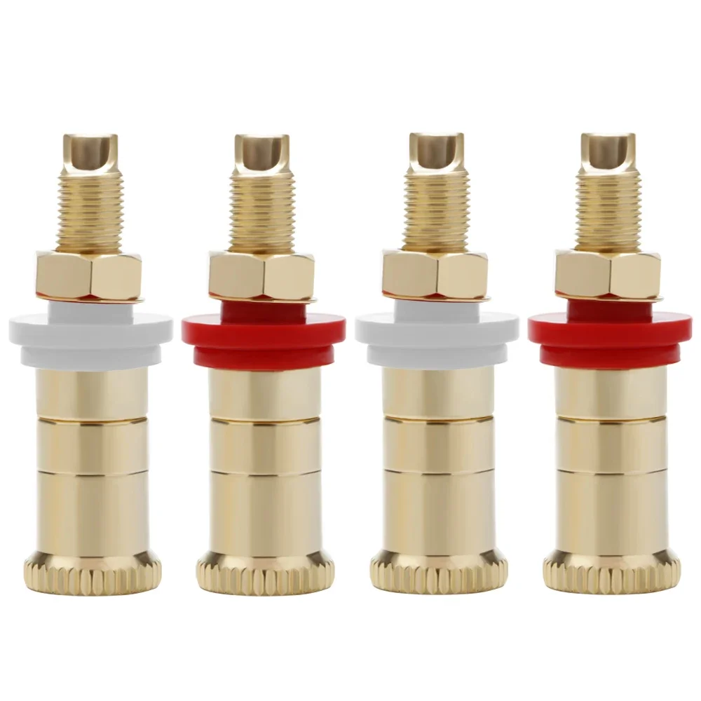 4pcs/set BA1114 Gold Plated Copper Speaker Binding Posts Terminal Connectors WBT style amplifier terminals connector Plug HIFI