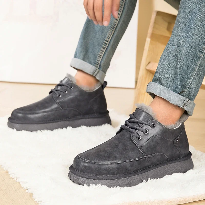 

Mens Winter Fashion Casual Ankle Boots Men Thickened Work Shoes Footwear Men Winter Snow Boots Outdoor Velvet Warm Cotton Shoes
