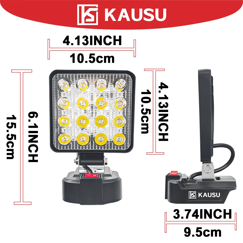 

4-дюймовый беспроводной 16-светодиодный рабочий фонарь, перезаряжаемый ручной аварийный инструмент, уличные фонари для батареи Makita 18 В (без батареи)