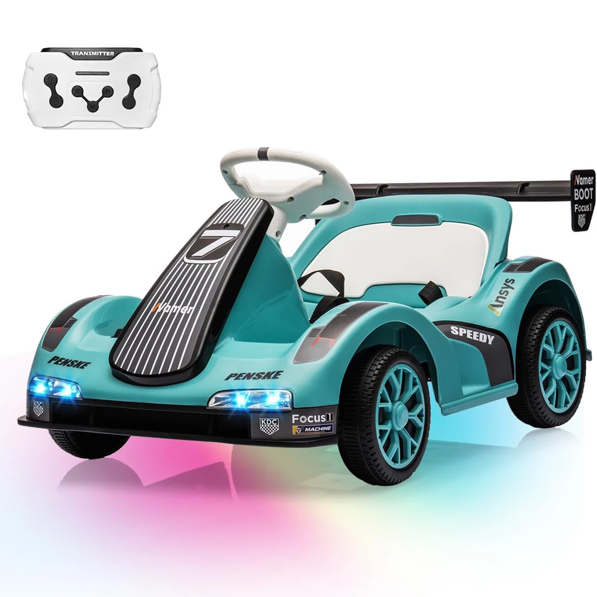 Elektrischer Racer-Gokart für Kinder, 7 Ah, batteriebetriebenes Fahrt auf dem Auto mit Fernbedienung, LED-Scheinwerfer, elektrisches Spielzeug zum Fahren für Kleinkinder