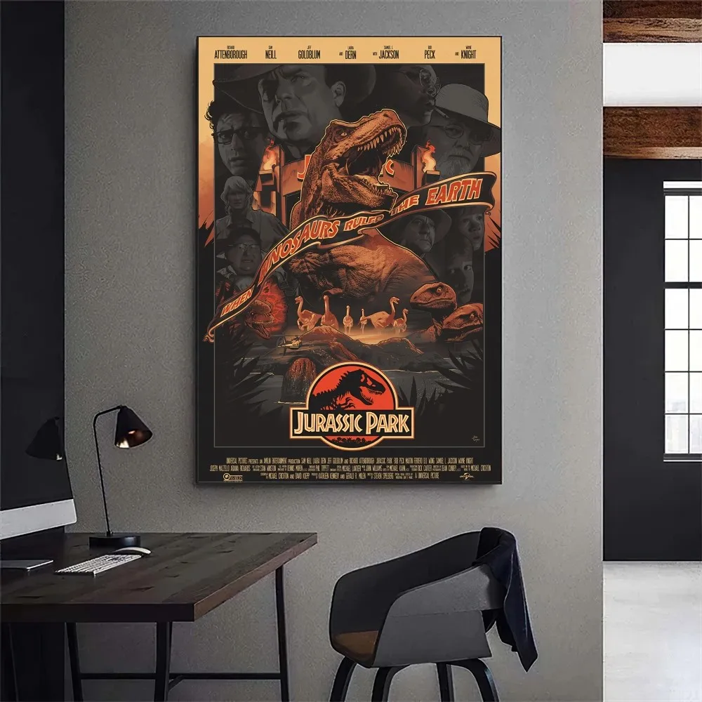 Jurassic Park Movie Poster Gallery Prints Self Adhesive Home Decor Decoration Wall Decals Living Room Sticker