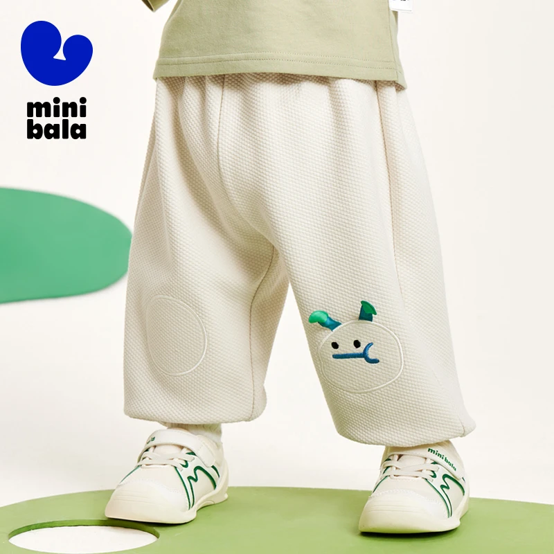 

Mini Bala Long Pants Kids 2024 Spring New Waffle Pattern Children Long Pants