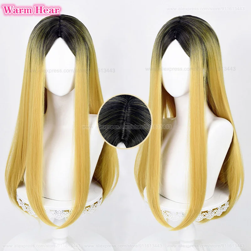 

70cm Long Synthetic Kozume Kenma Cosplay Wig Anime Kenma Kozume Gold Dyed Black Center Part Straight Wig Heat Resistant New Wigs