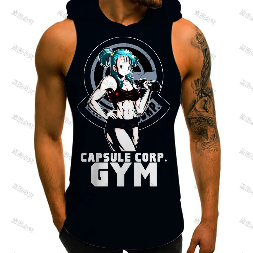 Y2k Vest With Hood Tank Tops GYM Top Vegeta Dragon Ball Z Men\'s Clothes Anime Bodybuilding Shirt Super Saiya Clothing Male Goku