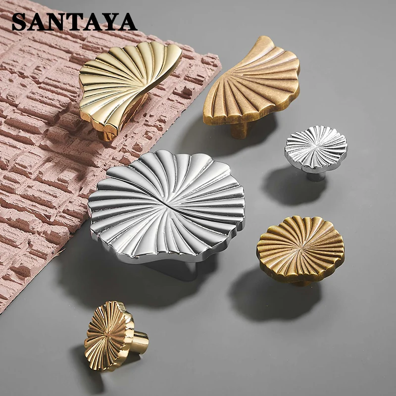 

Nordic Furniture Handles Ruffles Gold Silver Antique Brass Kitchen Cabinet Handle Dresser Bedroom Drawer Knobs