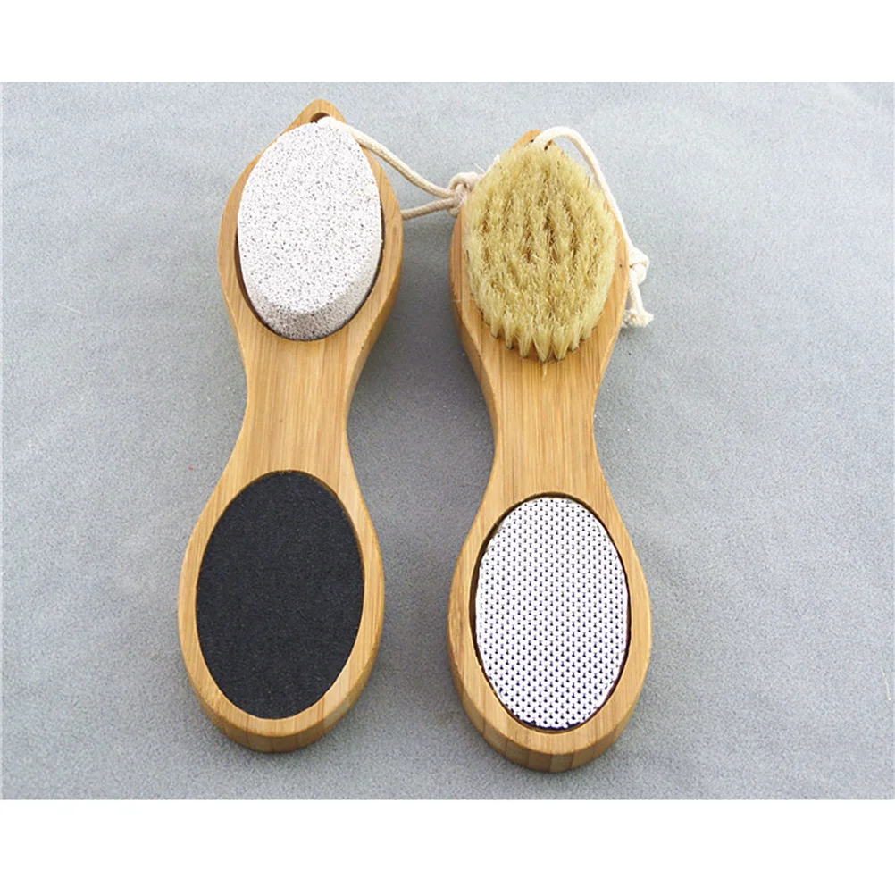 

4 in 1 Foot Care Brush Wooden Bath Brush Exfoliating Foot Massage Stimulate Blood Circulation Remove Dead Skin Soft Skin