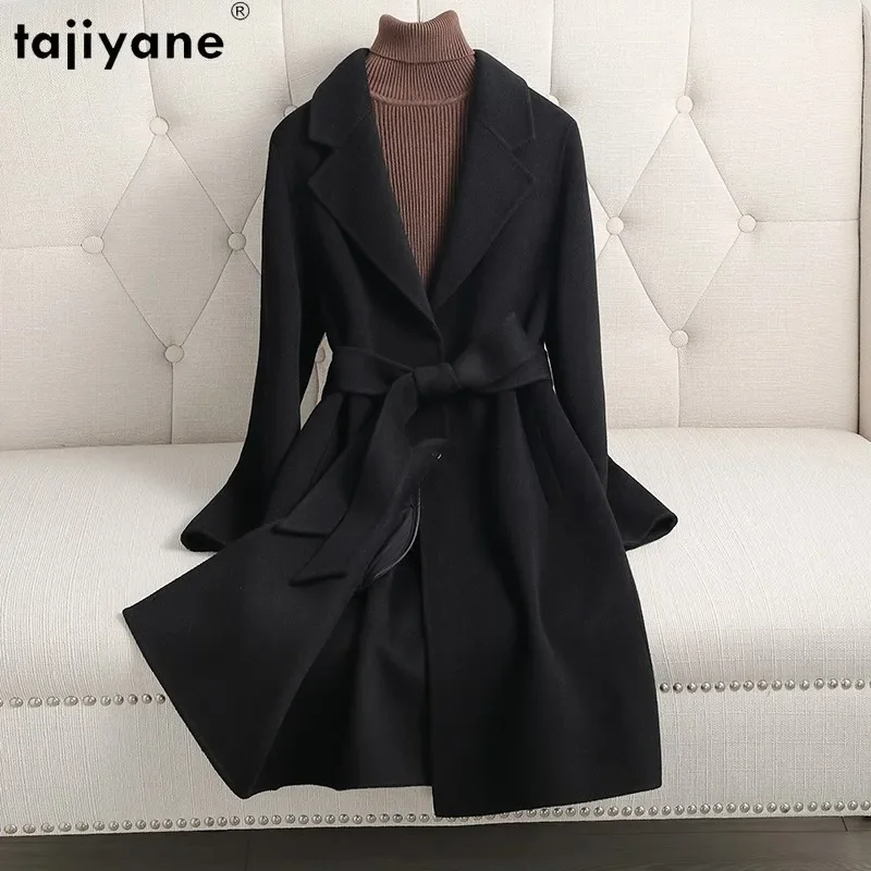 

Tajiyane 100% Wool Jacket for Women 2023 Autumn Winter Elegant Double-sided Woolen Coat Mid-length Women's Coats and Jackets