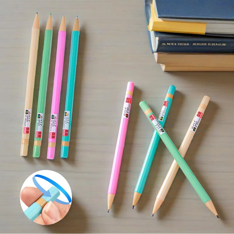 10pcs Rotating Pencil Automatic Pencil 0.9mm Lead Core Not Easy To Break for Students Writing Notes Sketch Design Painting