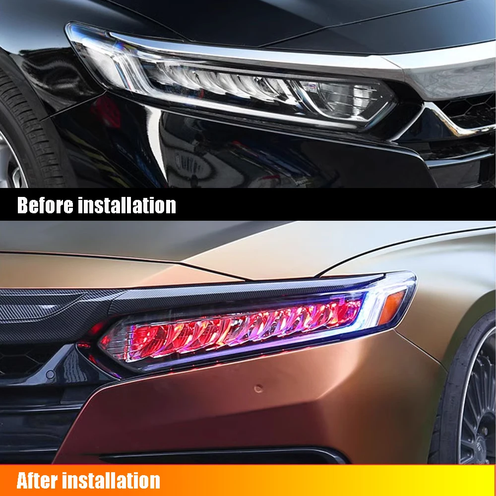 For Honda 10th generation Accord 2018 2019 2020 20-22 retrofit RGB LED Light Guide Daytime Running Lamps lens headlight assembly