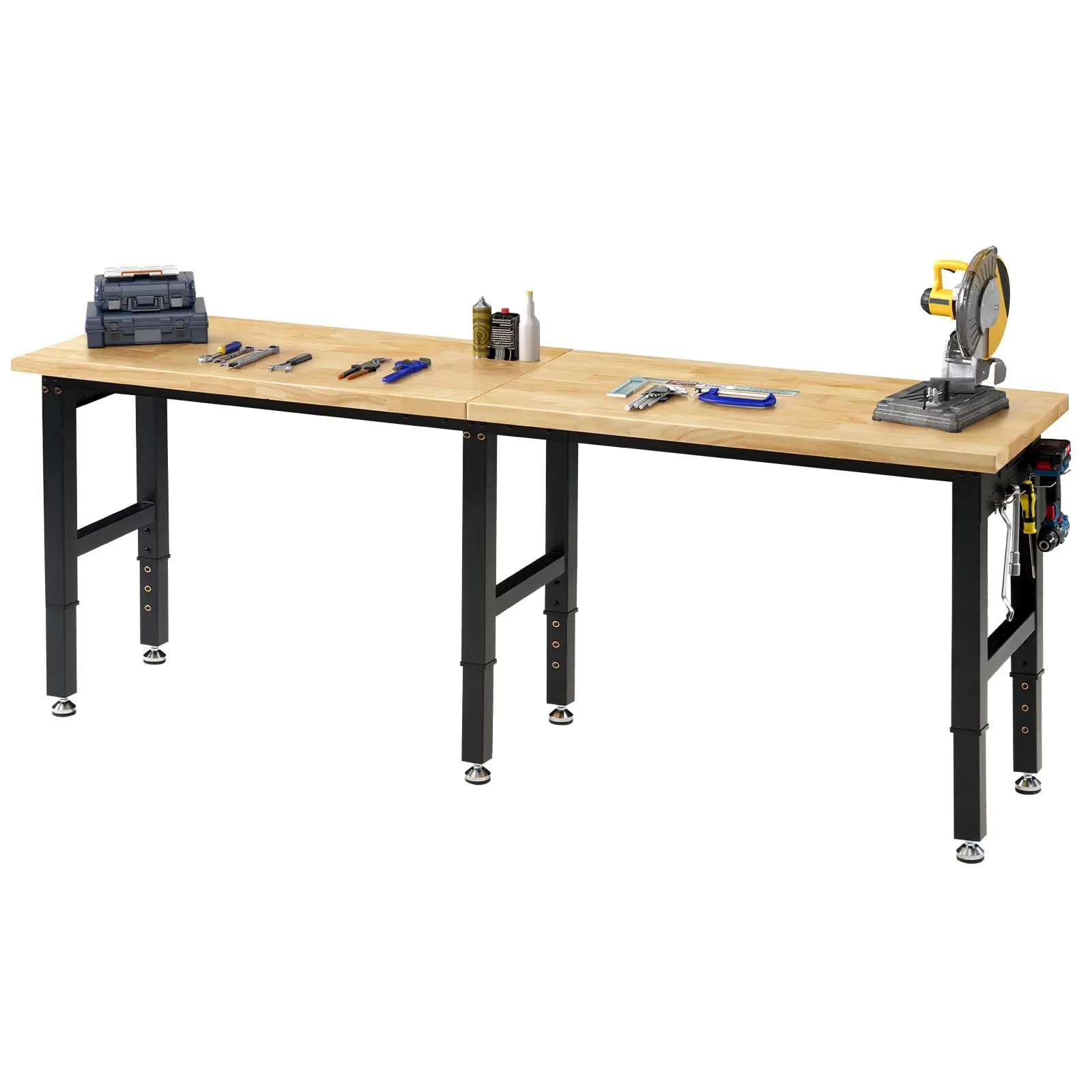 96-Inch Black Adjustable Heavy-Duty Workbench