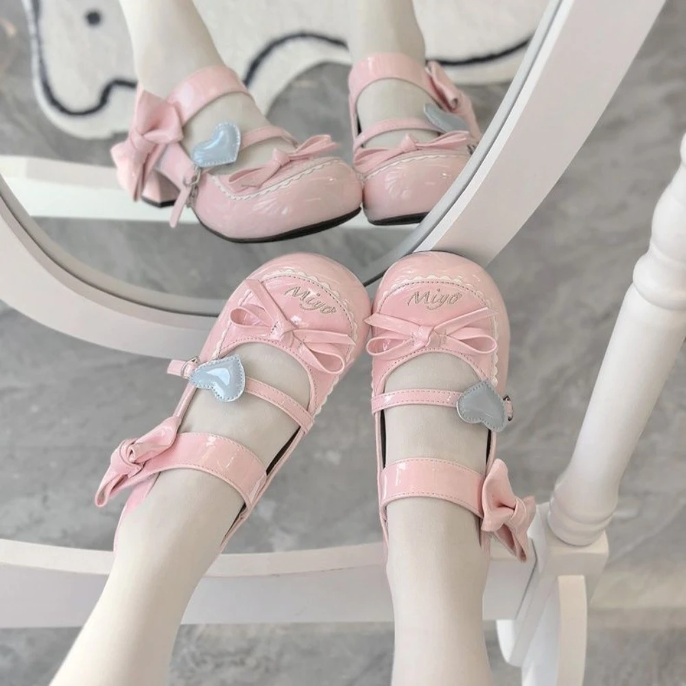 

Flats Lolita Shoes Low Heel Summer Heels Round Head Sweet Mary Jane Women's Shoes Casual Party Dress Platform Single Shoe Pumps