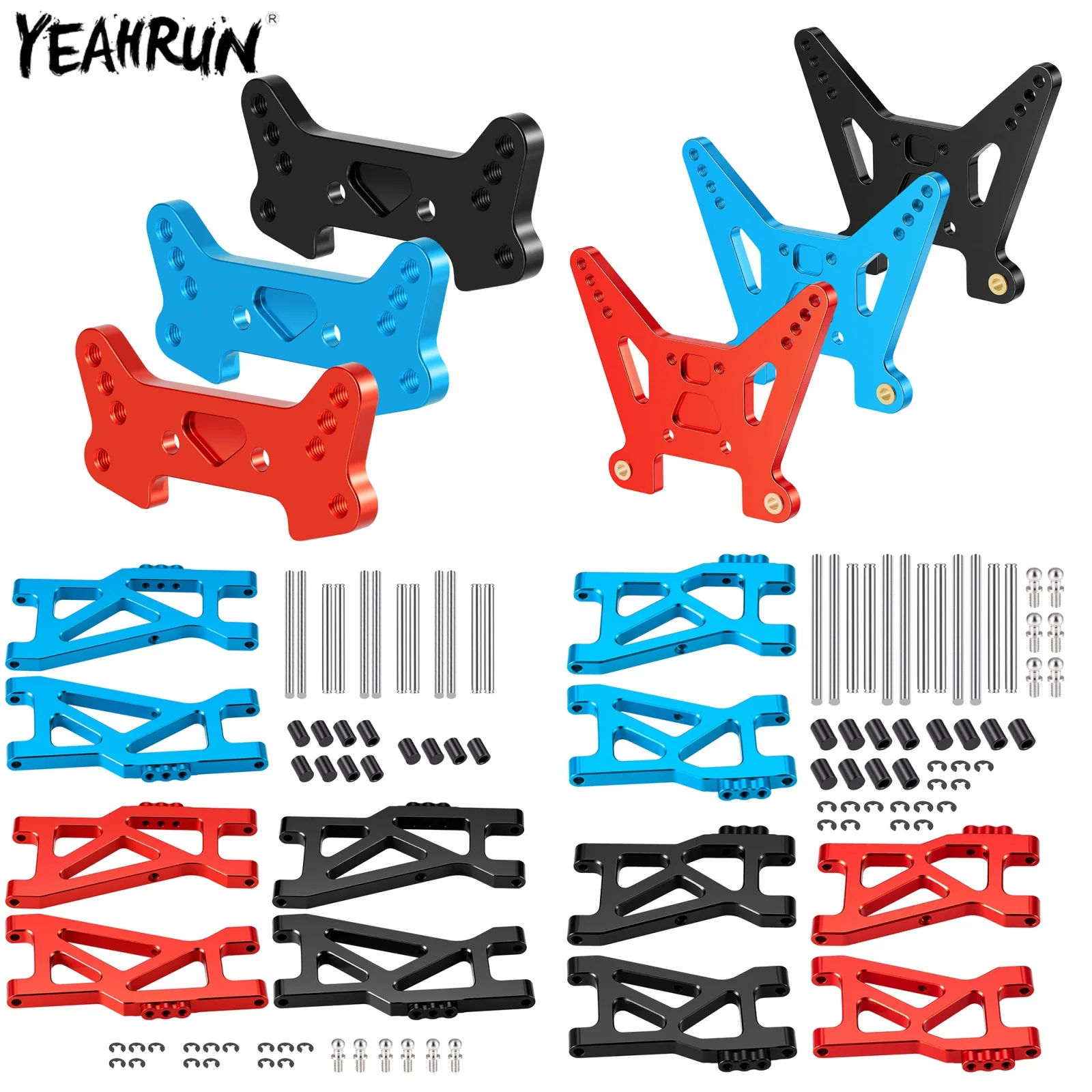 Support d'amortisseur de bras oscillant avant ou arrière en métal YEAHRUN, coupelle de direction, siège C pour pièces de mise à niveau de voiture RC TAMIYA TT02B 1:10