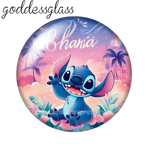 Disney Cute Stitch Cartoon 10pcs Round photo 12mm/18mm snap buttons for 12mm/18mm snap bracelets DIY jewelry