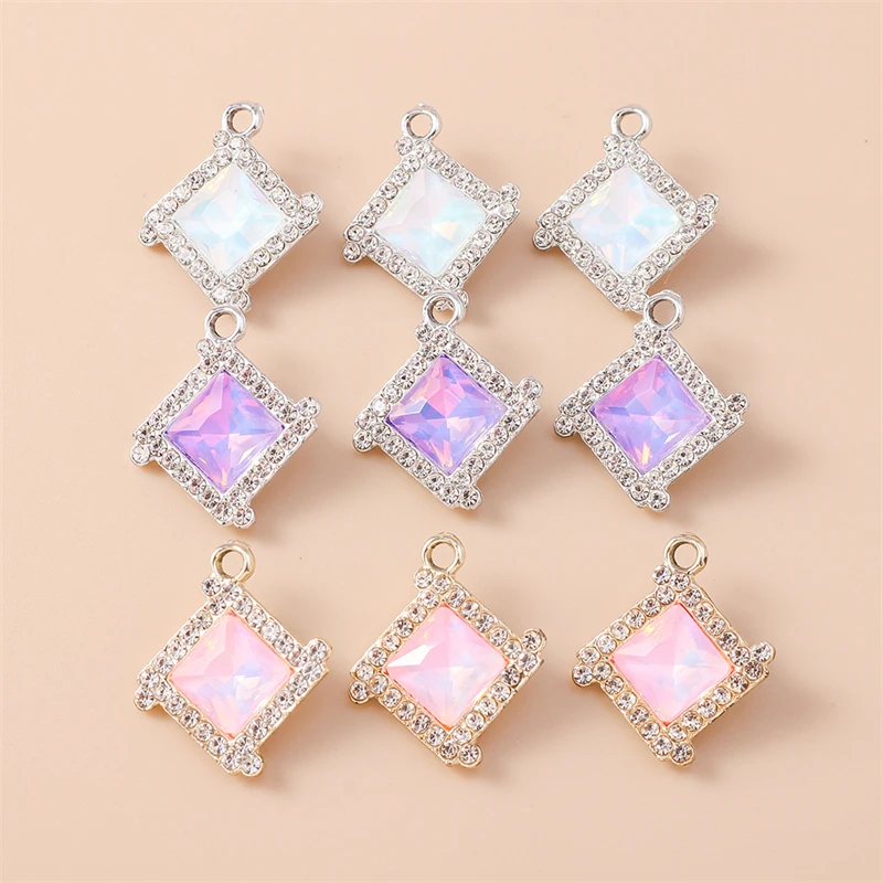 

20pcs 18x21mm Delicate Crystal Square Shape Charms Pendants for Jewelry Making Earrings Necklaces Bracelets DIY Crafts Supplies
