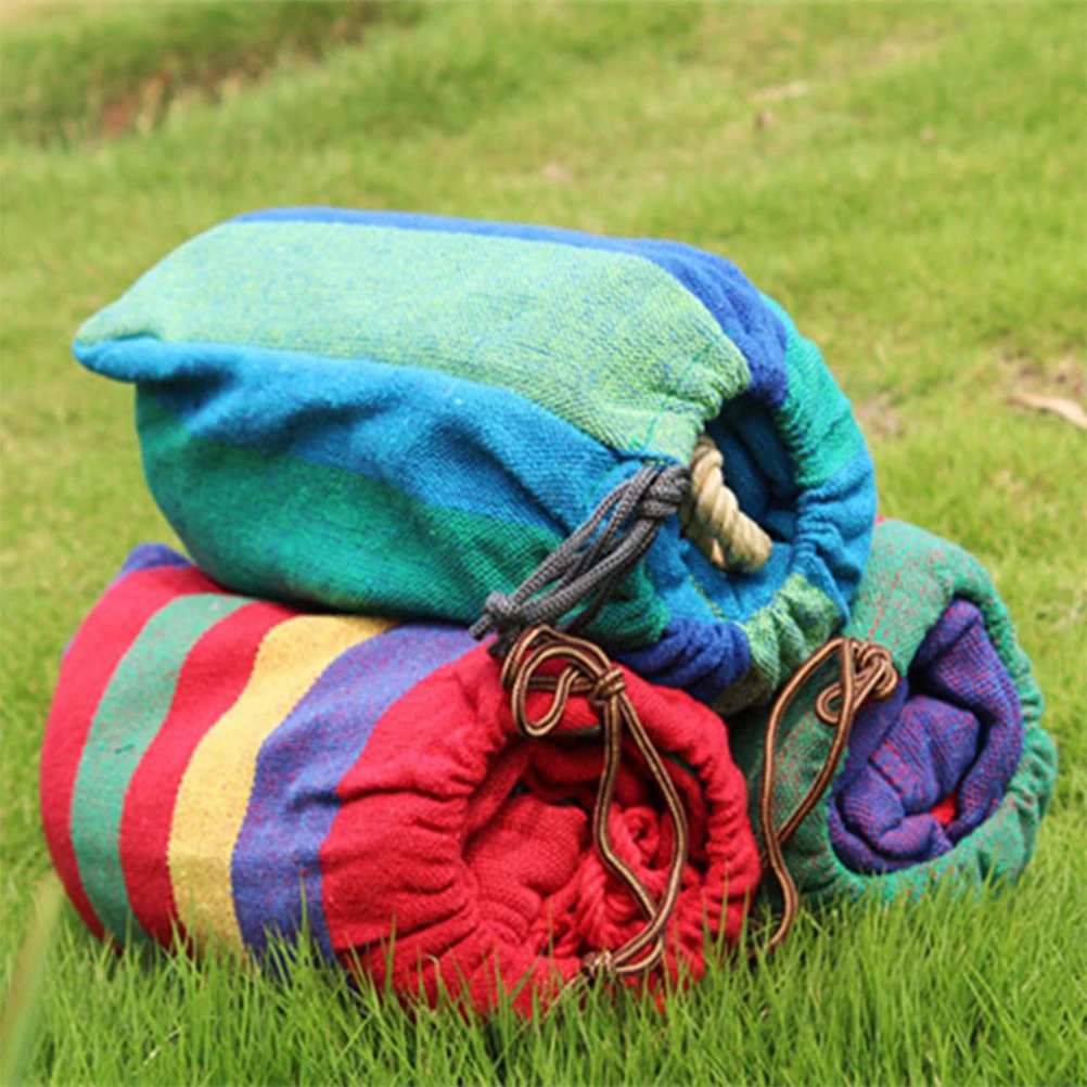 

Thickened Canvas Hammock Swing Bed Camping Outdoor Travel Backpacking Portable Durable Safe Use Rainbow Design Gift