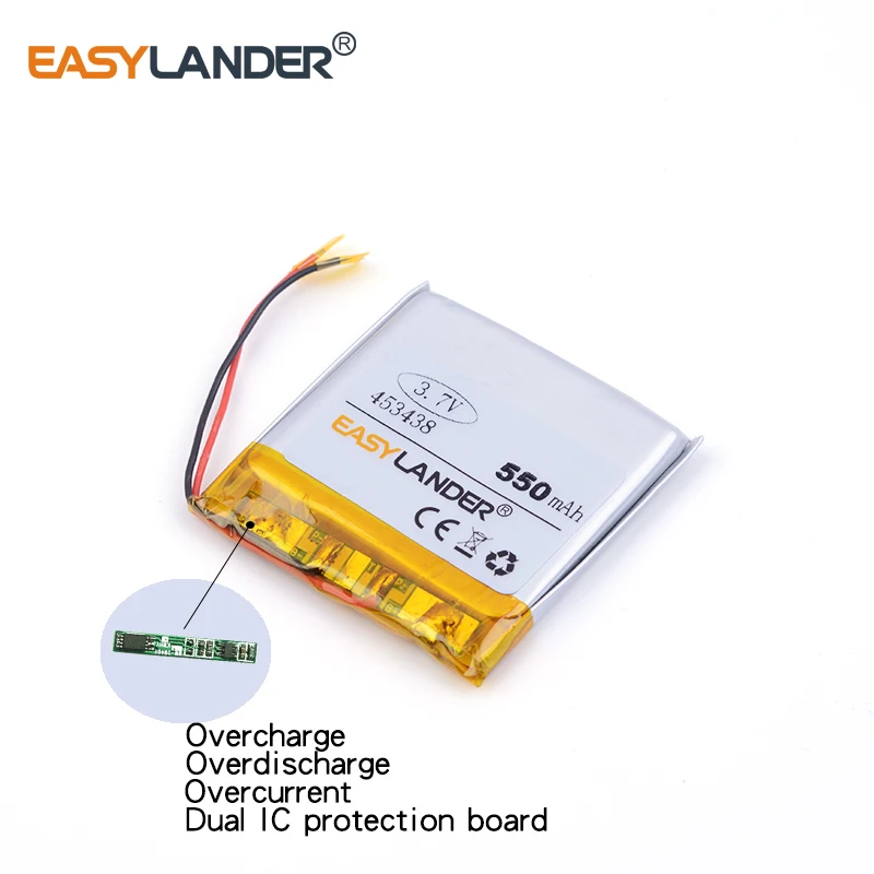 453438   550mAh 3.7V Oplaadbare Lithium Li-ion Li-polymeer Batterij Voor Mp3 GPS PSP PAD telefoon camera DVD