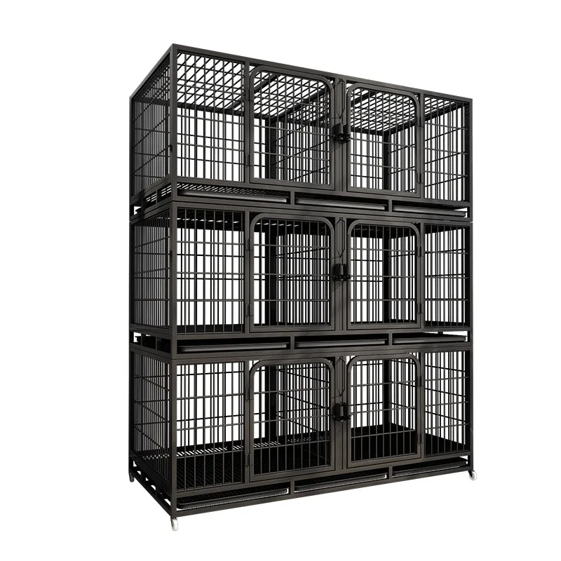 Hot sales customized 3 tiers heavy duty metal large dog kennel cage strong cage for dogs