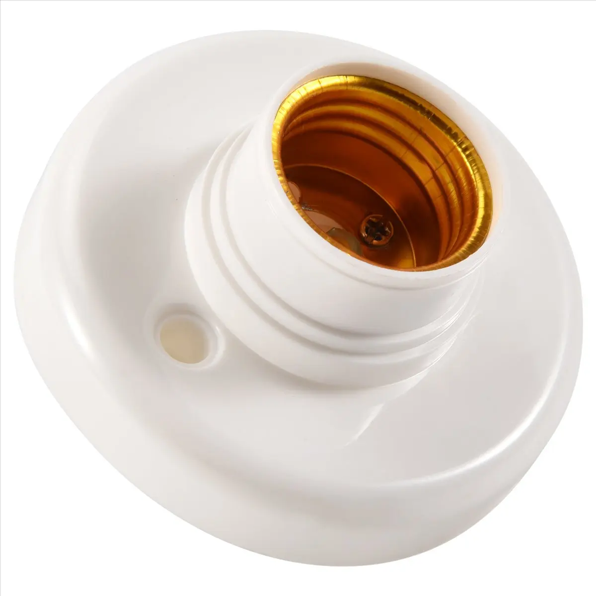 Ample- E27 Round Plastic Base Screw Light Bulb Lamp Socket Holder White
