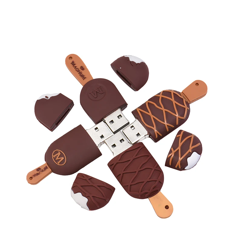 JASTER Cartoon USB 2.0 Flash Drives 128GB Pretty Gifts For Kids Memory Stick 64GB Silicone Ice Cream Pen Drive 32GB U Disk 18GB image 6