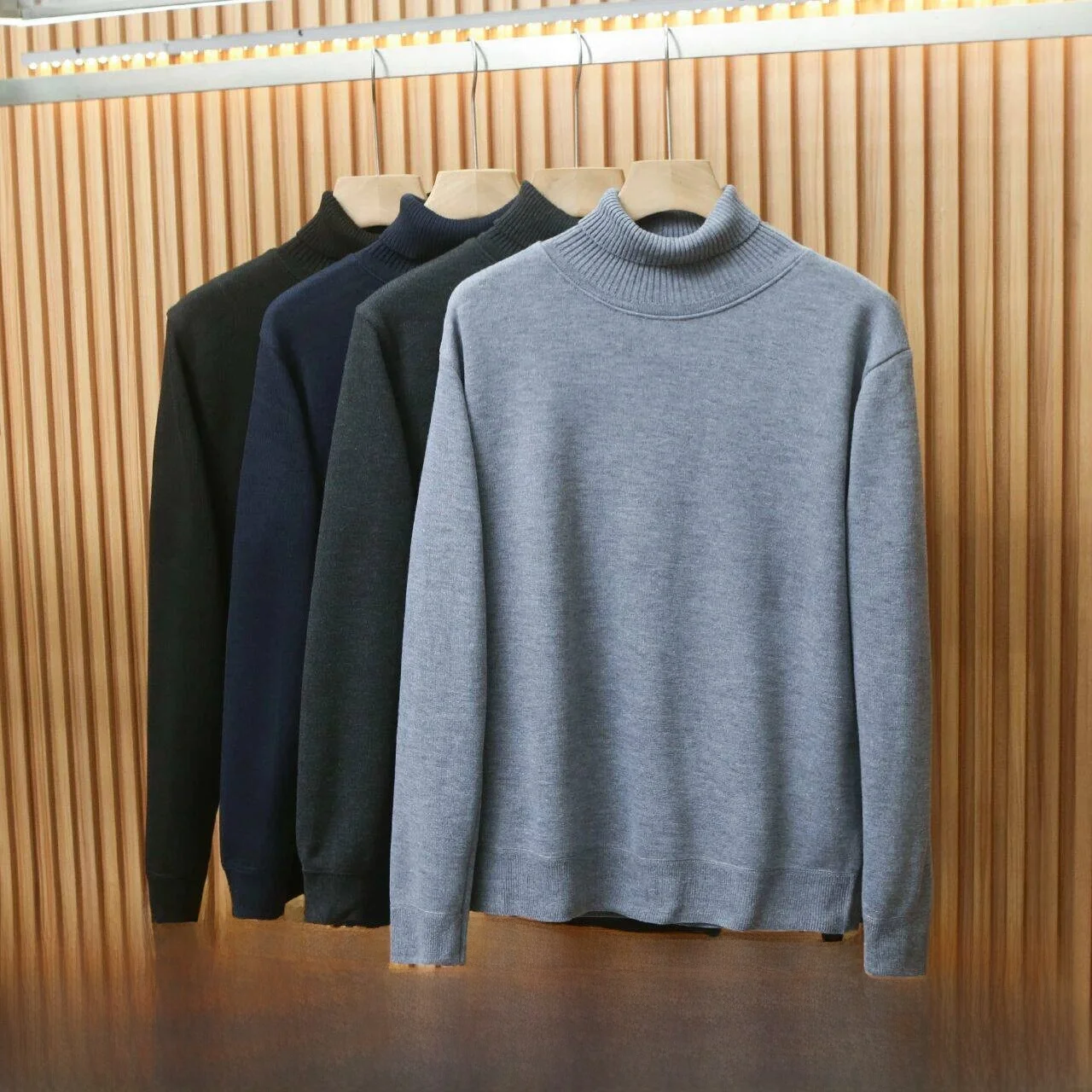 

Thiened Fce High Collar Knitted Sweater for Men Warm Thermal Faionable Autumn Winter Regular Fit Long Sve Crew Ne