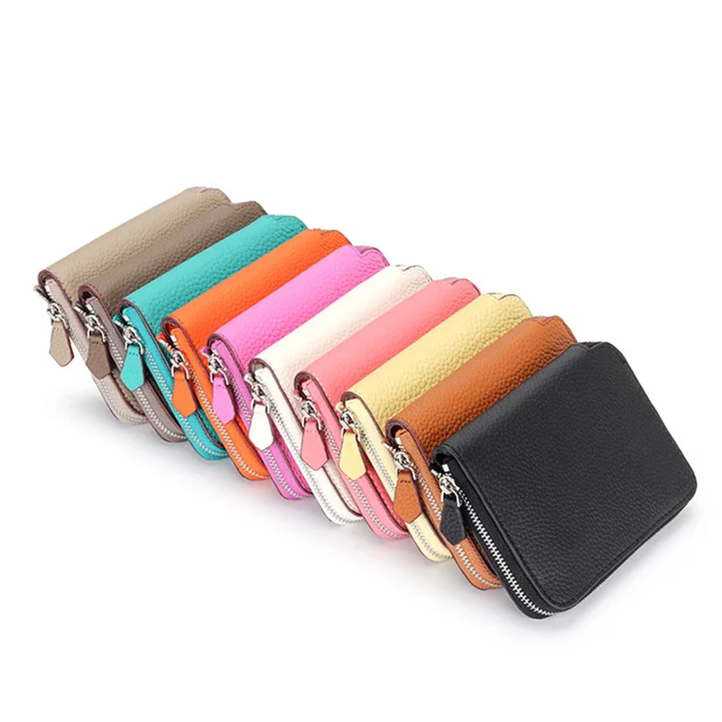 Brand Design Genuine Leather Wallet Women's Top Layer Cowhide Leather Zipper Coin Wallet Multi Card Slots Fashion Short Purse