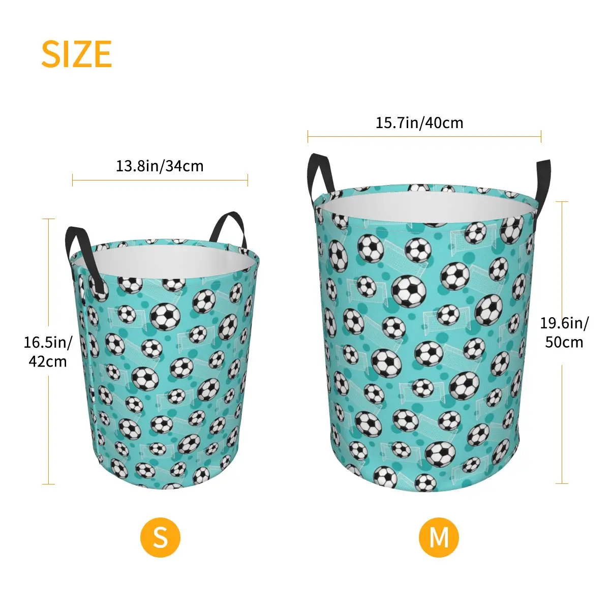 Soccer Ball And Goal Teal  - Teal Soccer Dirty Laundry Baskets Foldable Large Waterproof Clothes Toys Sundries Storage Basket