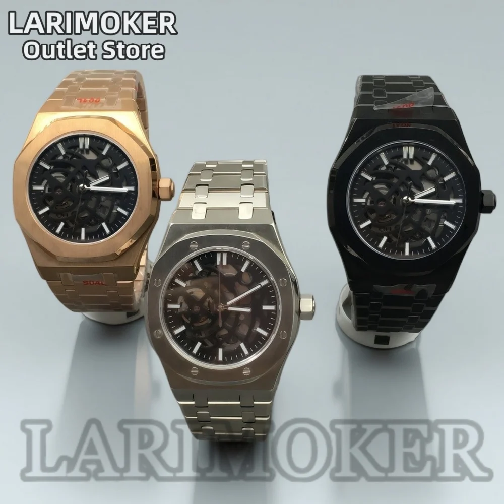 LARIMOKER 41MM NH70 Automatic Movement Watch Sapphire Glass Luminous Stainless Steel Polygonal Case Waterproof Mechanical Watch