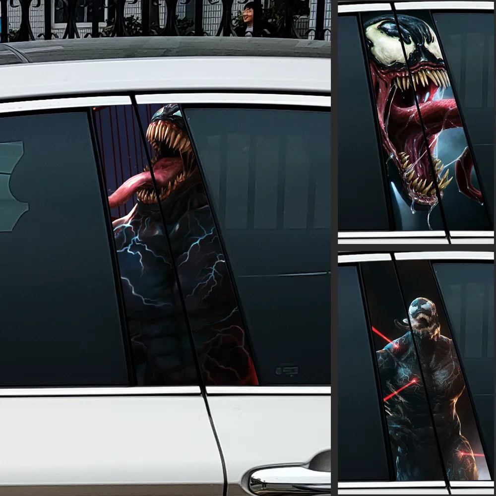 Venom Car Stickers Auto B-pillar Waterproof Sunscreen Vinyl Decals Auto Center Column Cover Scratches Decoration Accessories