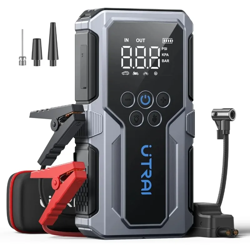 

UTRAI 4000A Car Jump Starter with Air Compressor 150PSI, 18W QC Power Bank, 12V Car Battery Charger Jumper Starter, LED Screen