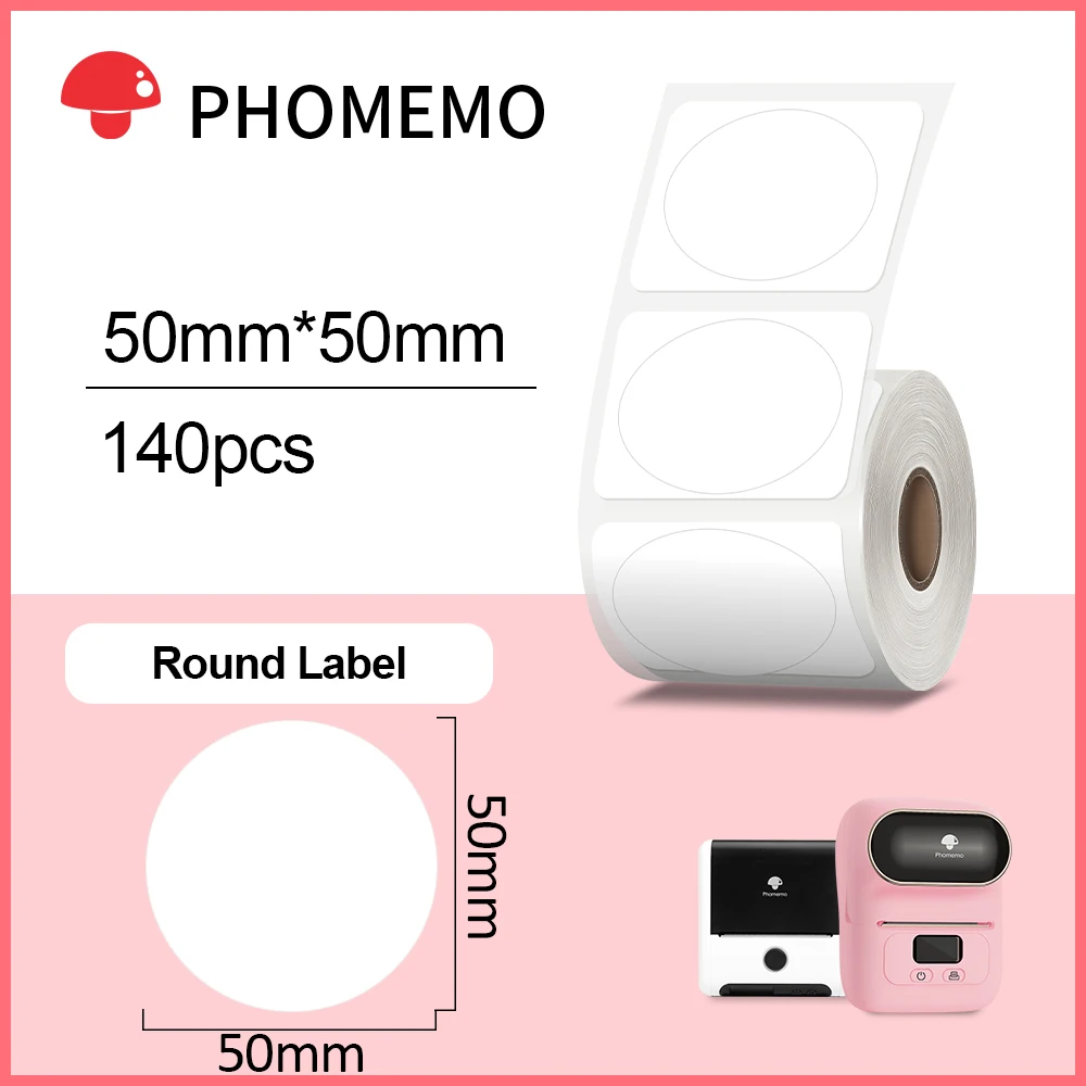 Phomemo Weiß Runde Selbst-adhesive Thermische Label Aufkleber Wasserdichte Identifizierung Tag für M110/M200/M220 Label Drucker