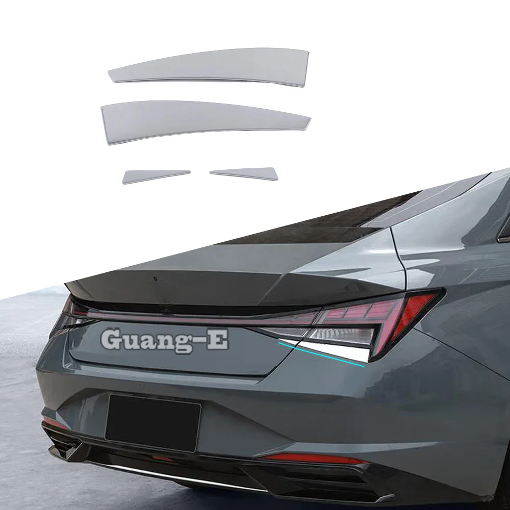 

For Hyundai Elantra Avante 2021 2022 2023 Stainless Steel Car Rear Tail Light Lamp Trim Decoration Eyebrow Exterior Accessories