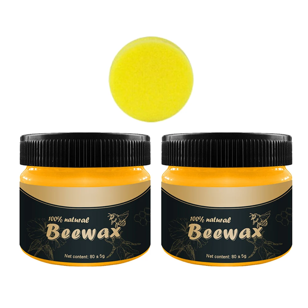 

2pc Beeswax Furniture Polish Wax Waterproof Scratch Repair Moisture Protection For Wooden Floors Seals Stamps